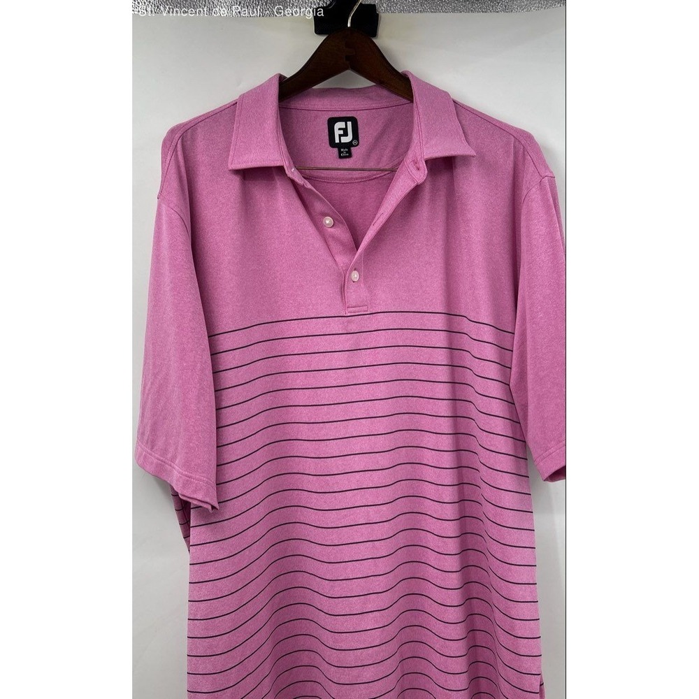 Footjoy Short Sleeve Golf Polo Shirt Men's XXL Pink Striped